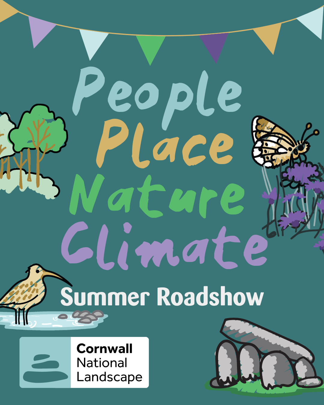 Colourful graphic promoting Summer Roadshow events